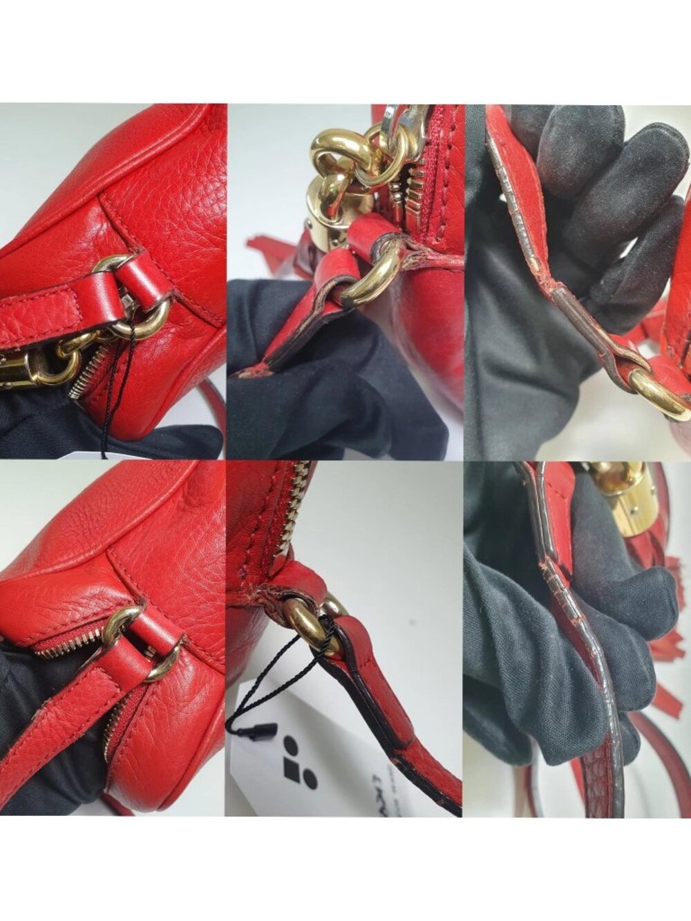 Authentic Gucci Soho Disco Small Leather Crossbody Red | GG Logo Camera Bag - Picture 7 of 12